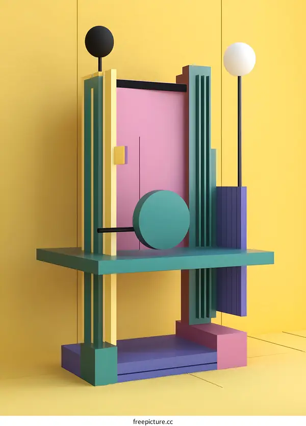 Abstract Geometric Shapes in a Yellow Background