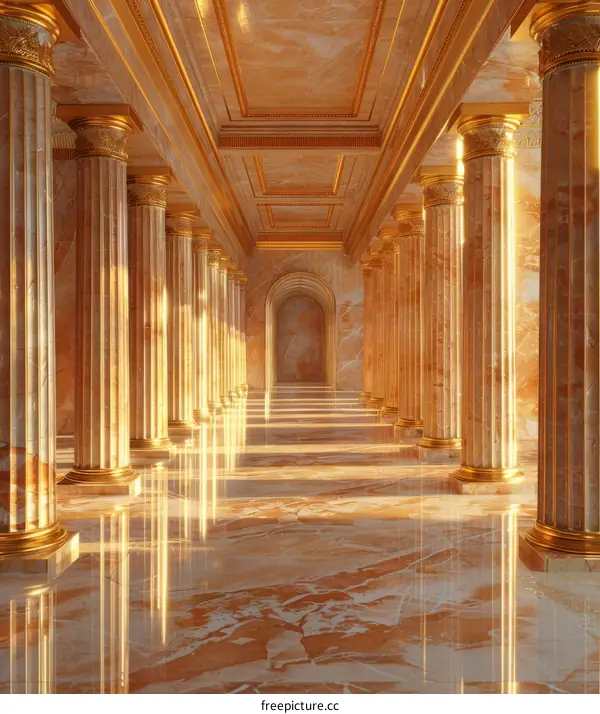 Magnificent Hall with Gold and Marble Decor