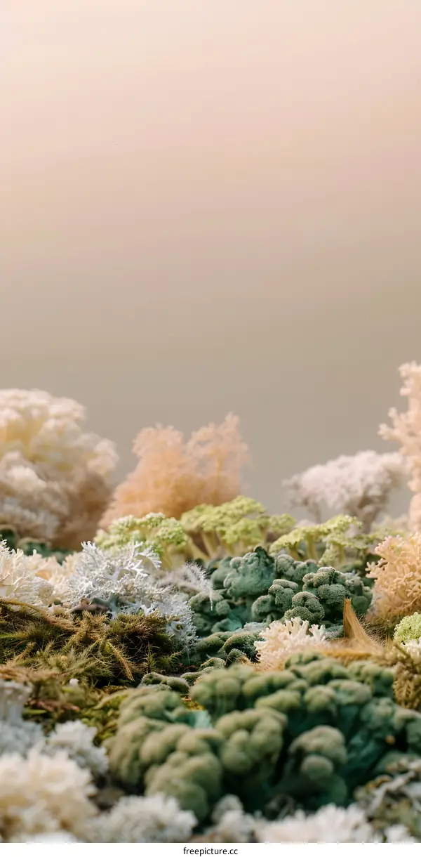 Abstract Background with Green and White  Plants