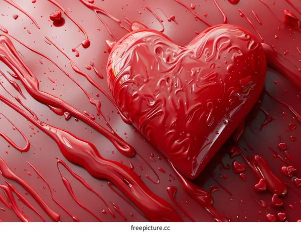 Red heart on red background