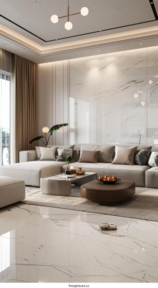 Modern Minimalist Marble Living Room Interior Design