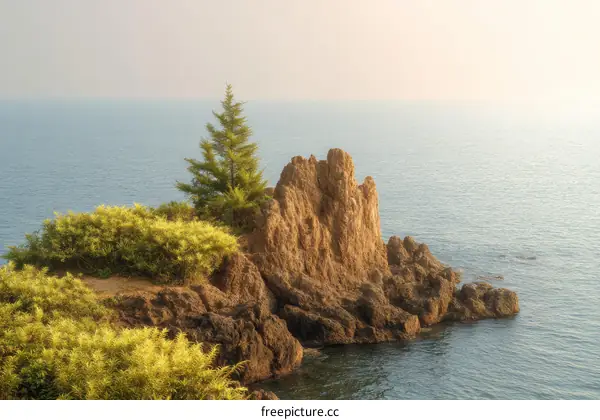 Coastal Rocky Outcrop with a Small Tree