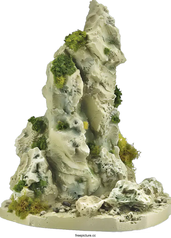[Transparent Background PNG]Green Moss Covered Rock Formation