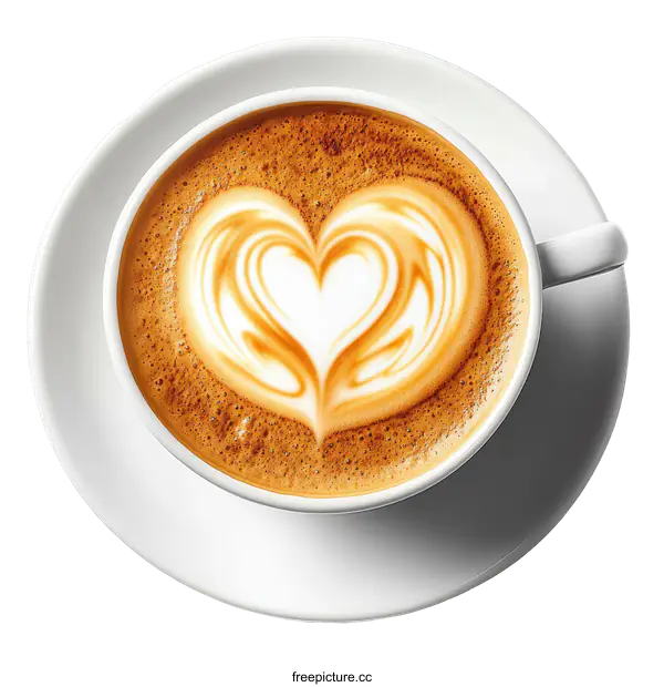 [Transparent Background PNG]Heart Latte Art in a White Cup