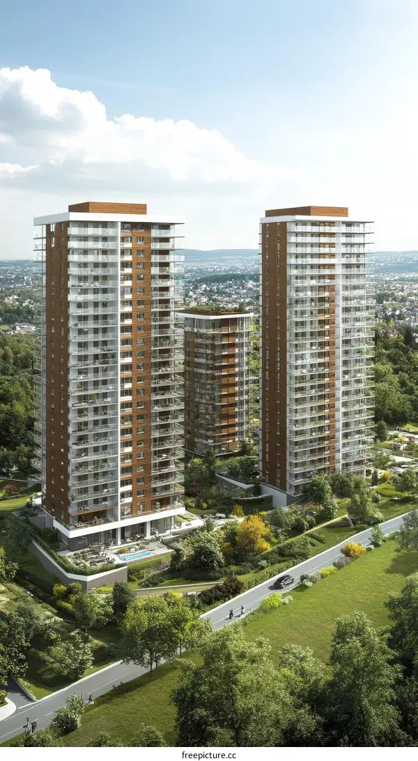 Modern Residential High-Rise Buildings in a Green Urban Landscape