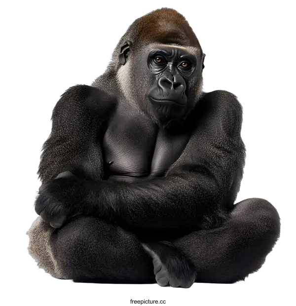 [Transparent Background PNG]Portrait of a Sitting Gorilla