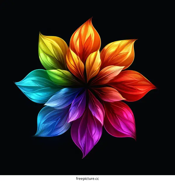 Colorful flower with rainbow petals