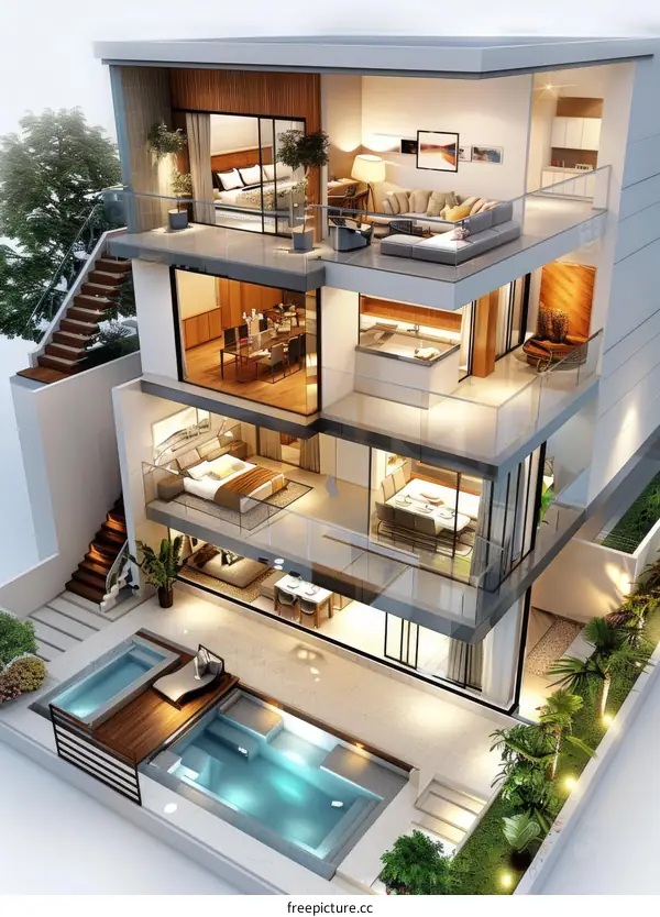 Luxury Modern House Design with Pool and Terrace