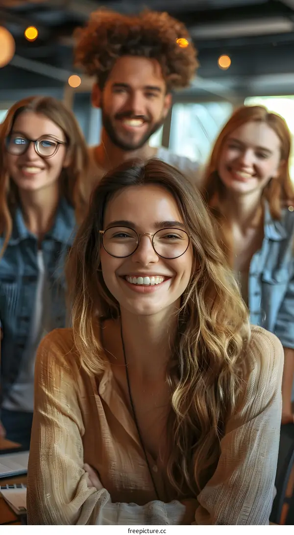 Portrait of a group of young professionals smiling and posing for a photo