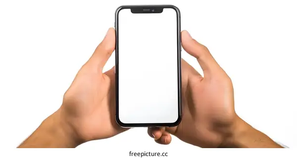 Hand Holding Smartphone With White Screen Mockup