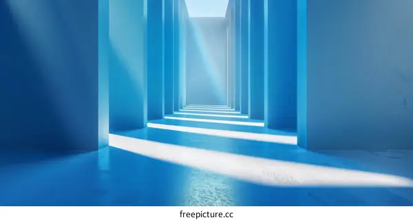 Abstract Blue Geometric Shapes in 3D Space