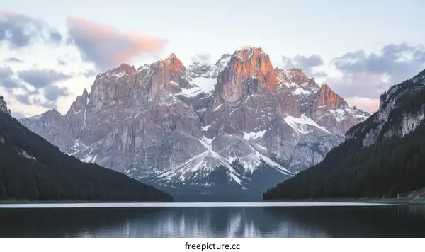Majestic Mountain Range Reflecting on a Still Lake at Sunrise