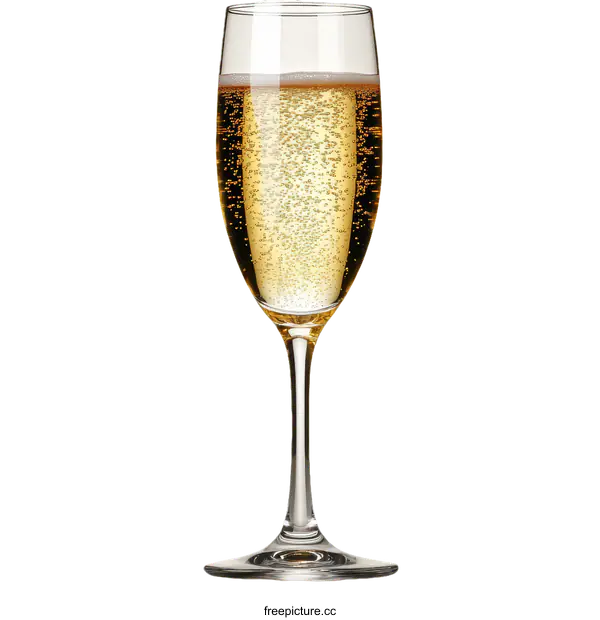 [Transparent Background PNG]Champagne Flute Filled with Sparkling Wine