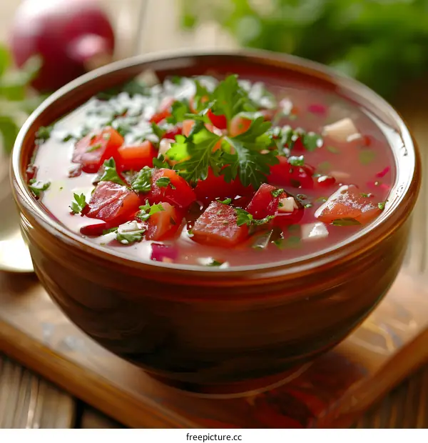 Bowl of delicious beetroot soup