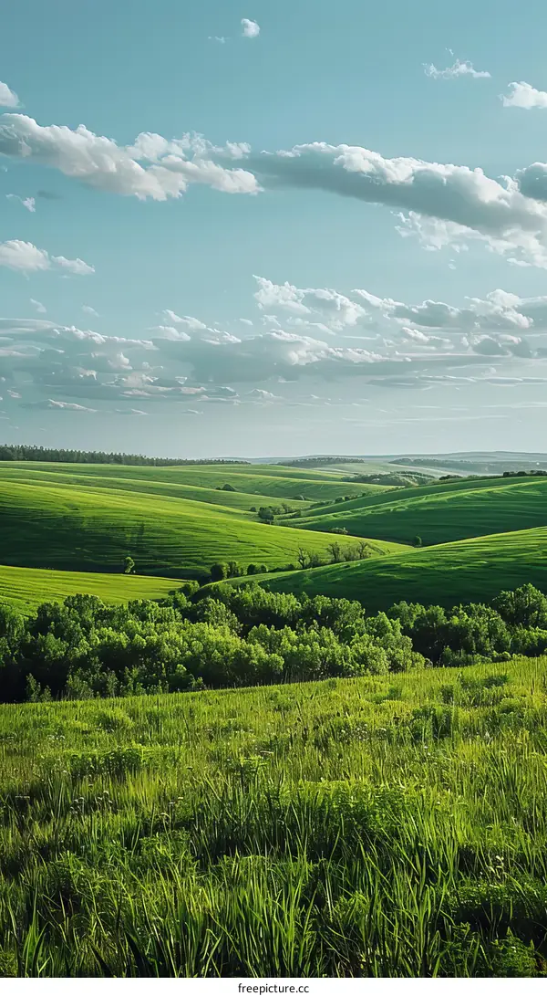 The beauty of nature in a green hilly landscape
