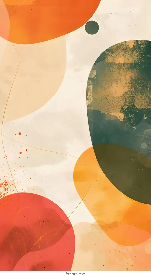 Abstract Art with Orange, Yellow, Green, and Red Circles