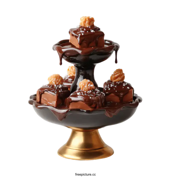 [Transparent Background PNG]Chocolate Dessert Display with Melted Chocolate
