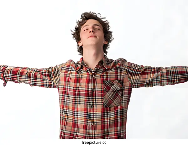 Youngster with open arms