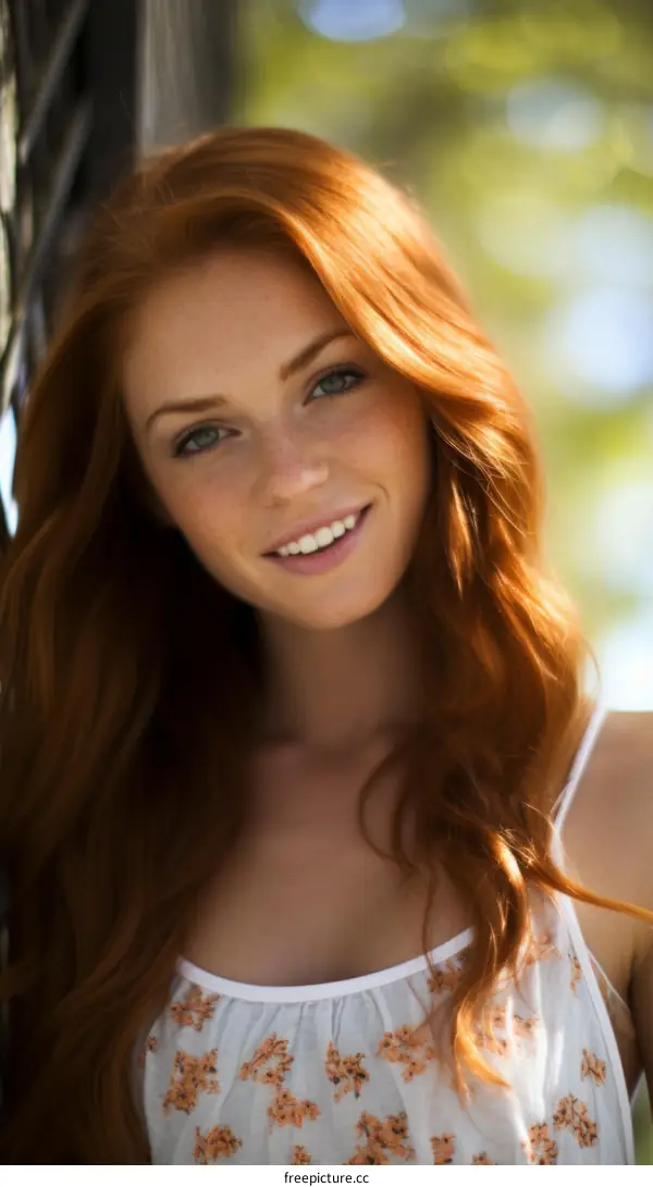 portrait of a beautiful young redheaded woman smiling