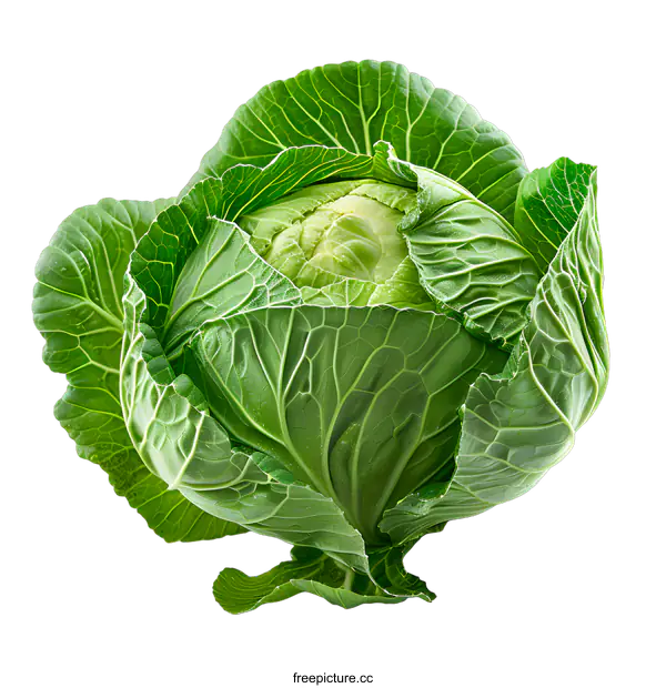 [Transparent Background PNG]Fresh Green Cabbage Isolated on White