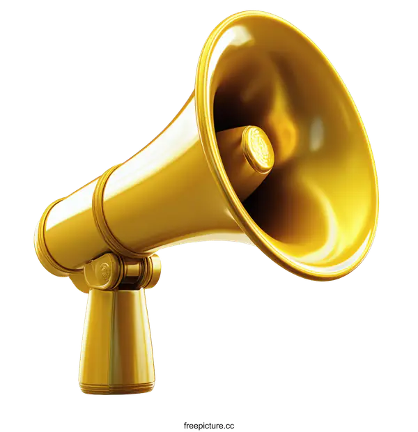 [Transparent Background PNG]Golden Megaphone Illustration
