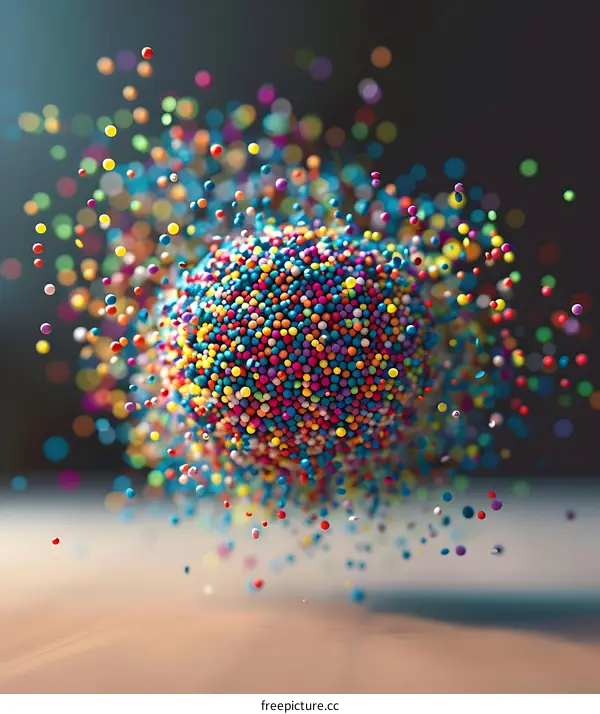 Abstract Colorful Sphere with Exploding Particles