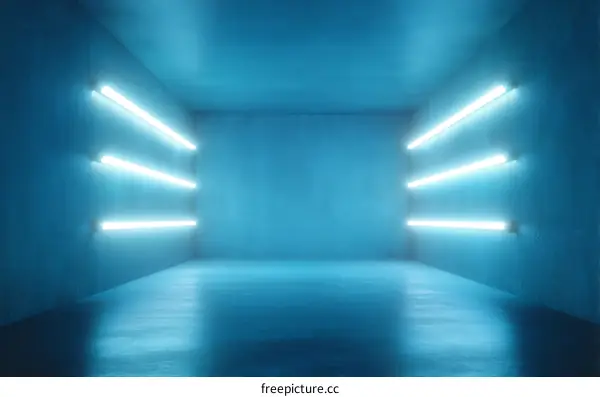 Neon Blue Abstract Empty Space Interior