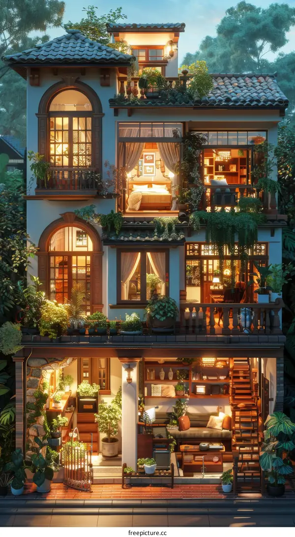 Serene Garden Villa At Night