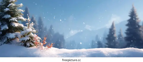 Winter Snow-Covered Mountain Landscape