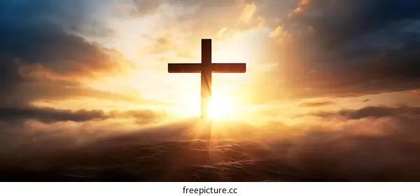 Majestic Cross Above Clouds at Sunrise