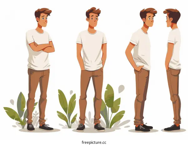 A man standing in different poses