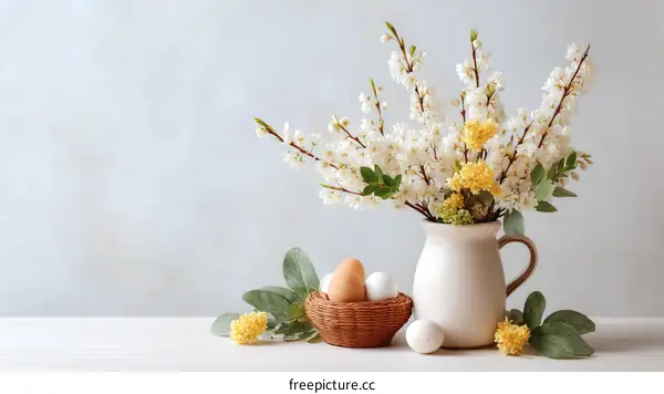 Spring Easter Floral Arrangement with Eggs