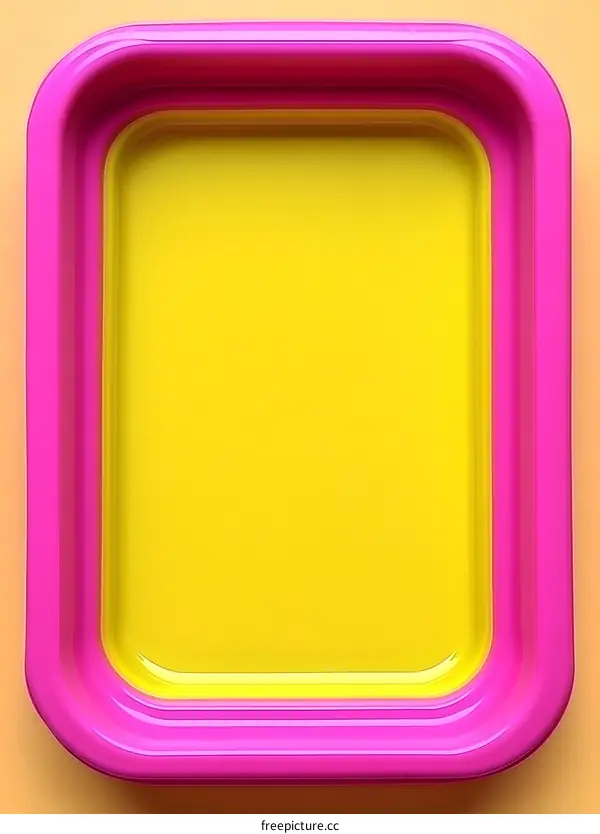 Yellow and Pink Plastic Tray on Peach Background