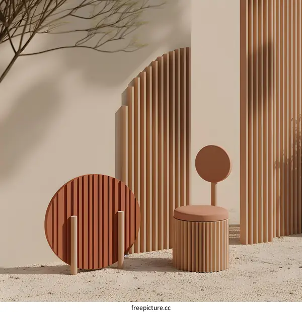 Minimalist Abstract Art with Brown and Beige Geometric Shapes