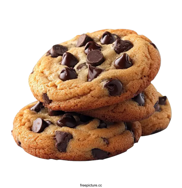 [Transparent Background PNG]Delicious Stack of Chocolate Chip Cookies