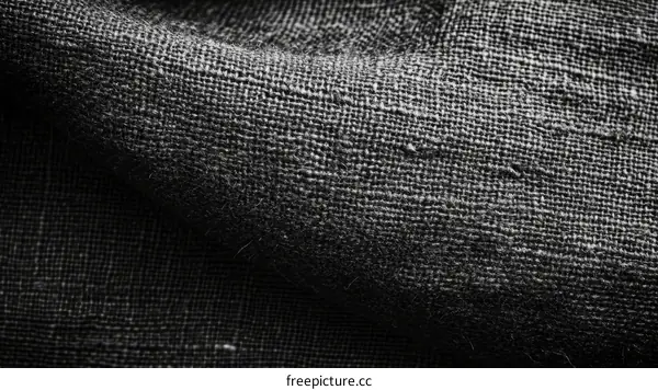 Closeup View of Dark Gray Linen Fabric Texture