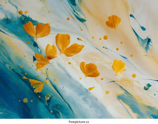 Abstract Painting with Ginkgo Leaves