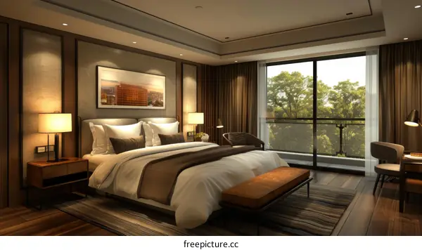 Luxury Hotel Bedroom Interior Design Illustration