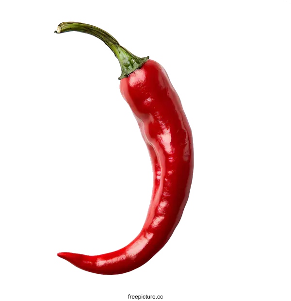 [Transparent Background PNG]Single red hot chili pepper on white background
