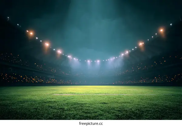 Night Football Stadium with Crowd