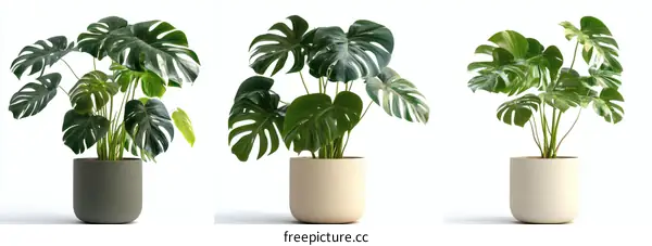 Monstera Deliciosa Plants in Potted Arrangement