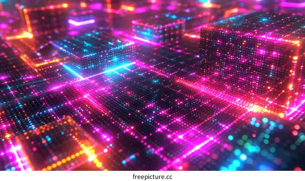 Colorful Glowing Cubes in Cyberspace