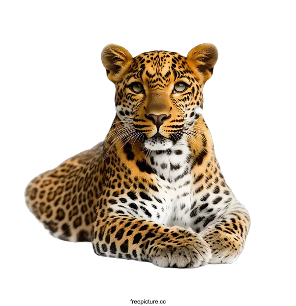 [Transparent Background PNG]Leopard Lying on White Background
