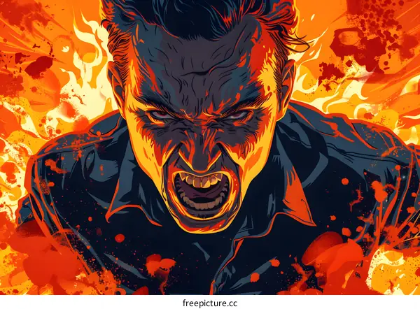 Man Consumed by Rage Illustration