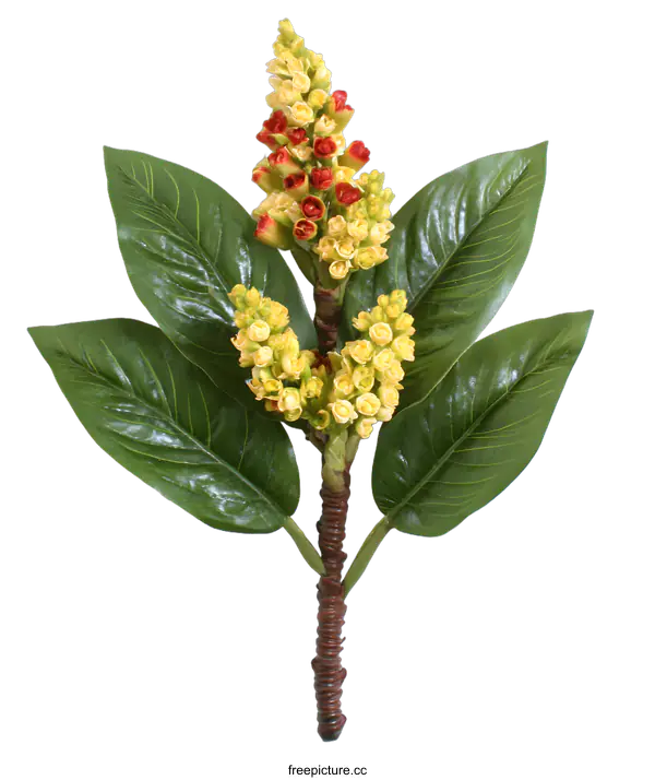 [Transparent Background PNG]Artificial Branch with Yellow and Red Flowers