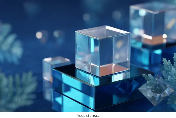 Modern Geometric Glass Cubes Display
