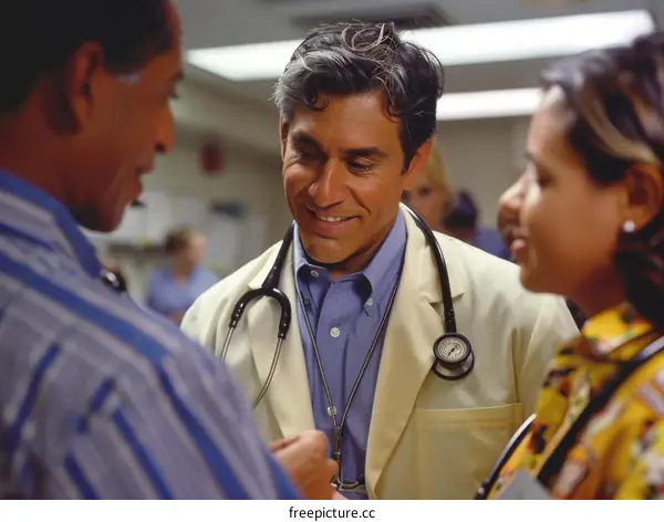 Multi-ethnic group of doctors and nurses talking