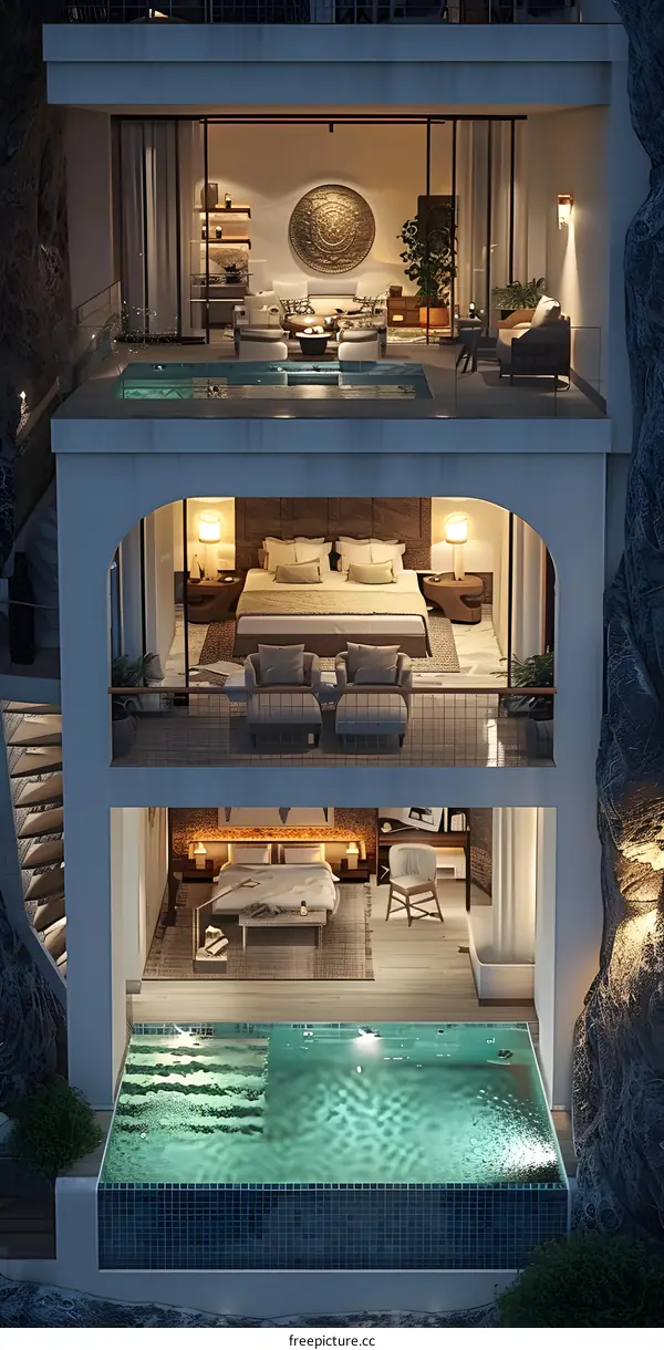 A luxurious villa on a cliff