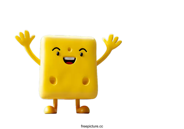 [Transparent Background PNG]A 3D illustration of a happy cheese mascot