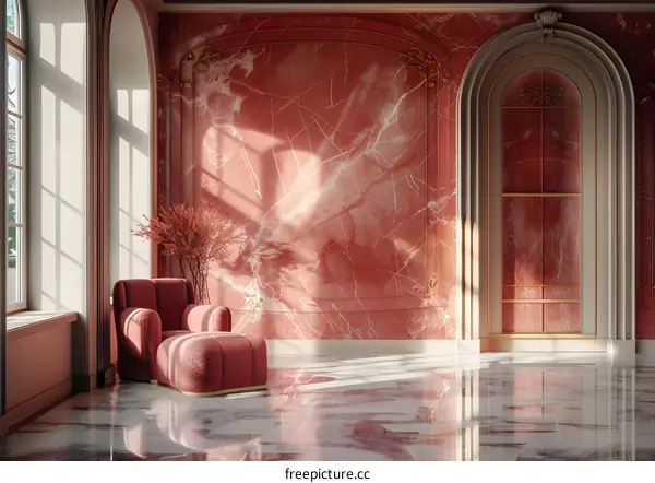 Pink marble texture background wall